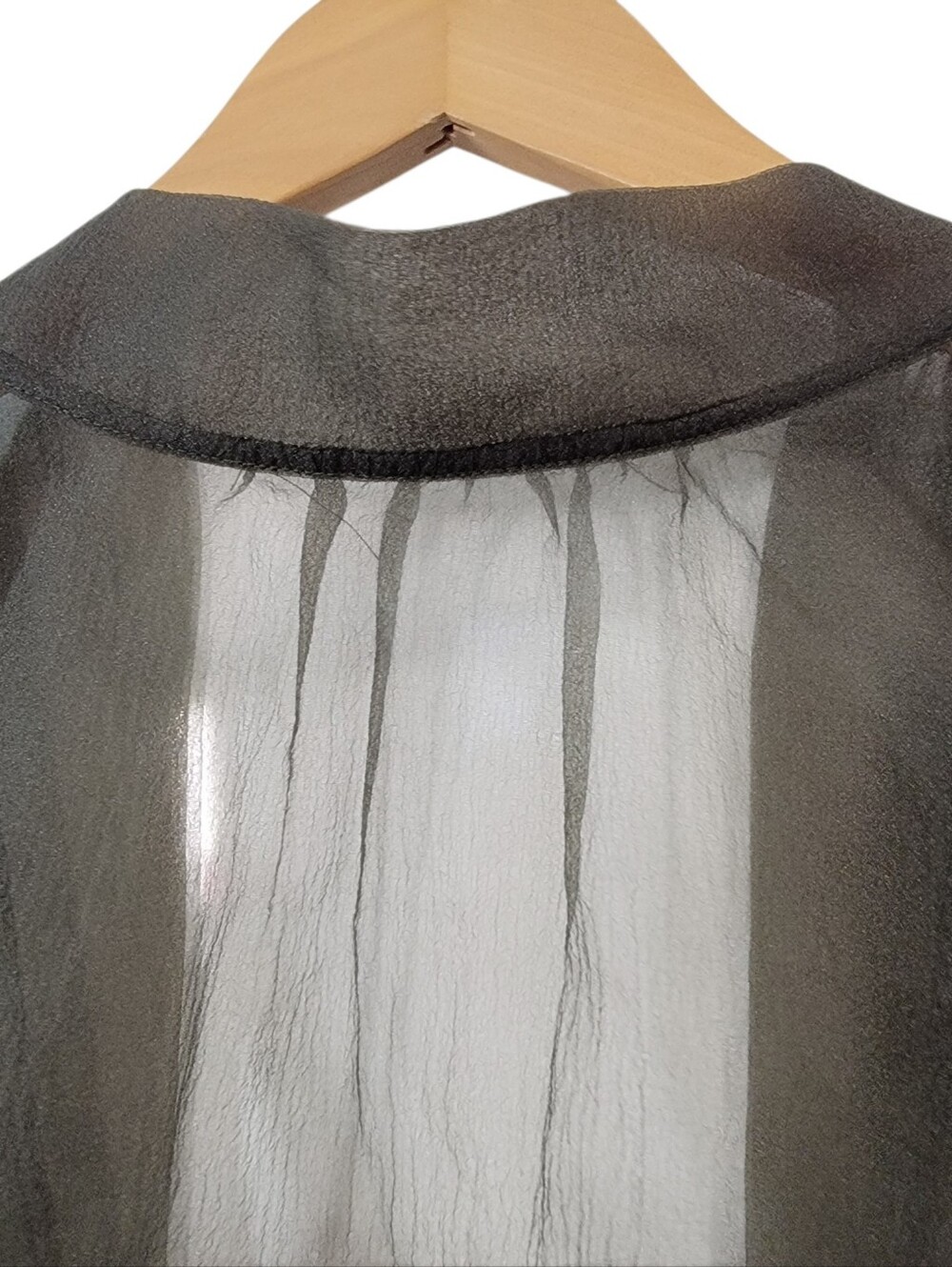 Olive Green Maxi Dress with Sheer Neckline - Picture 9 of 10